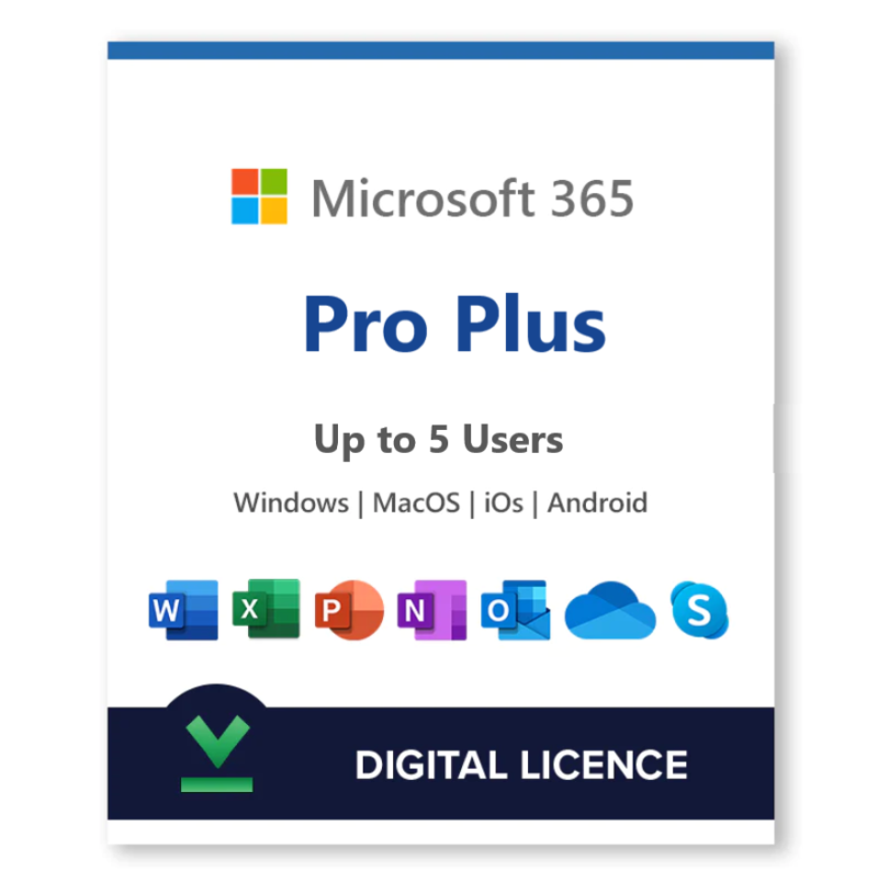 Microsoft Office 365 Pro Plus (PC/MAC/Tablet) 1 Year | 5 Users Digital Licence